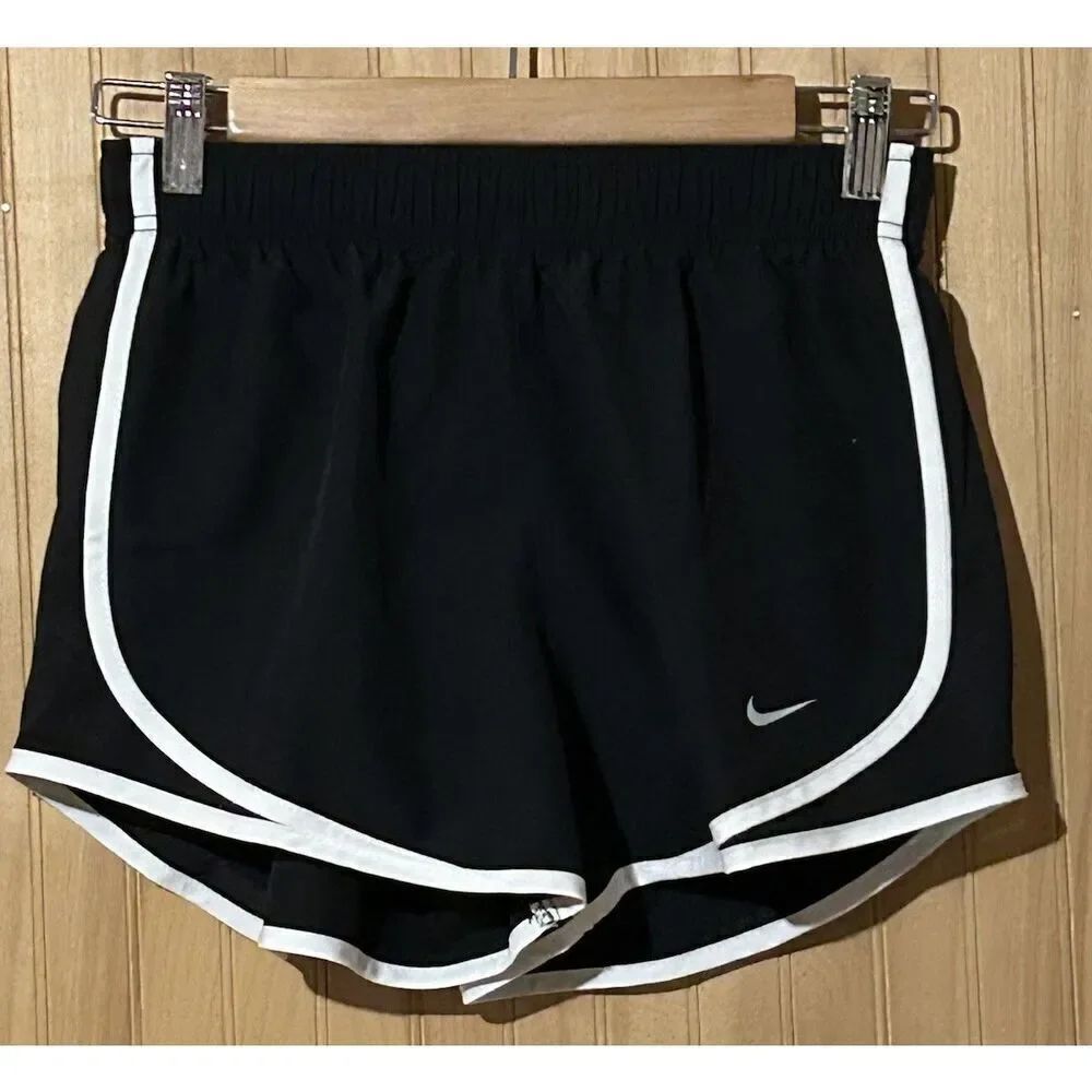 Nike Dri-Fit Shorts Womens XS Black White Trim Gym Running Athletic Ladies